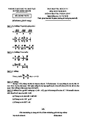 Đề kiểm tra học kỳ 1 môn Toán học Lớp 7 - Năm học 2018-2019 - Quận Bình Chánh (Có đáp án)